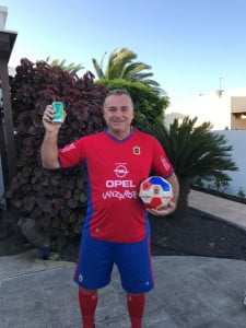 Ian celebrating his new contract with a can of Tropical.