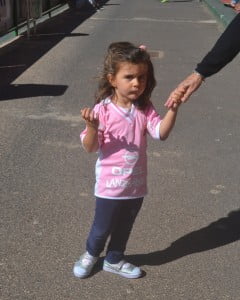 Pretty in pink. The daughter of Lanzarote's central defender Acai.
