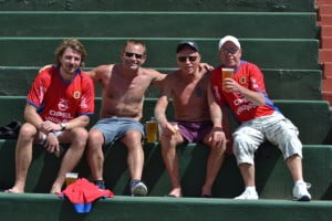 The lads enjoying a great day out with beer, sun and a terrific game of football.