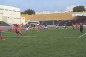 Marcos Cabrera testing the keeper with his effort.
