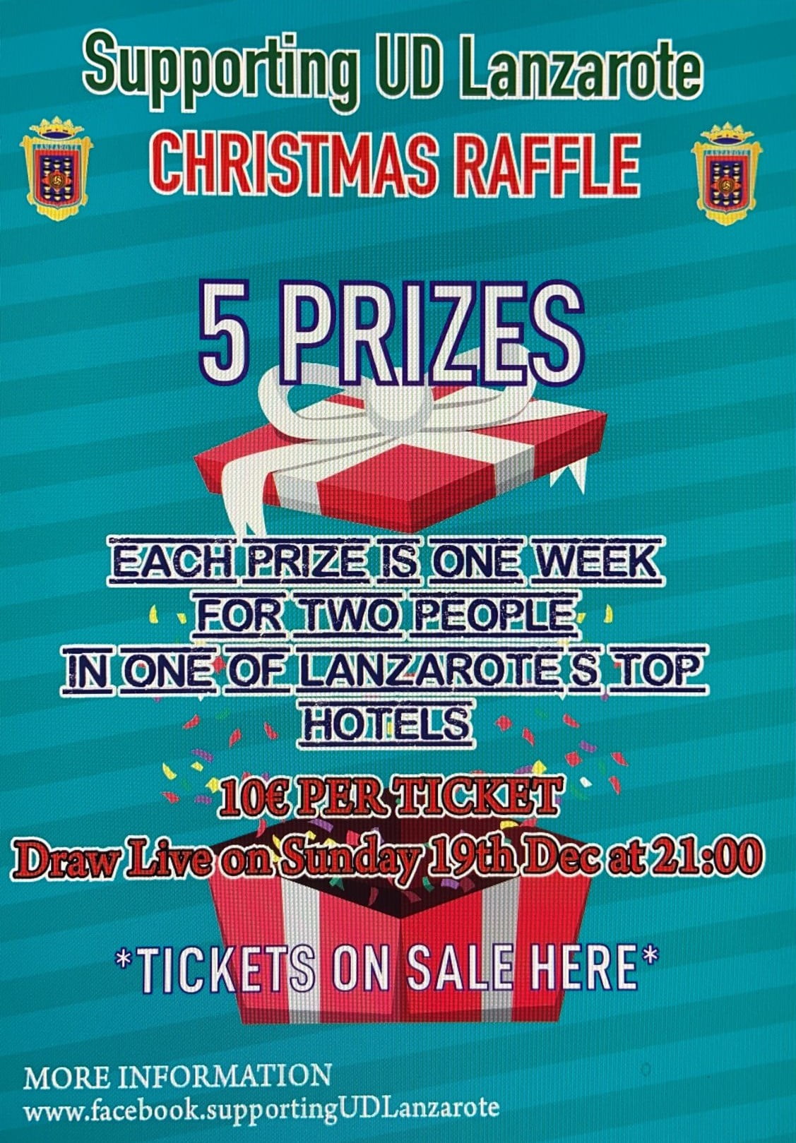 UD LANZAROTE CHRISTMAS RAFFLE 5 INCREDIBLE PRIZES UD Lanzarote